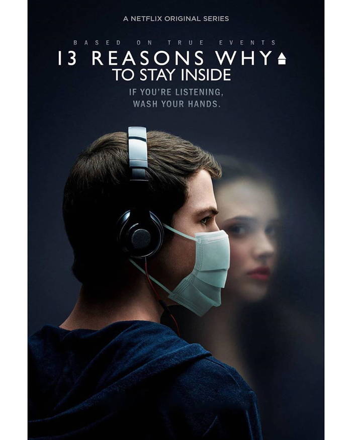 پوستر سریال جذاب 13 Reasons Why با ماسک و حفظ ایمنی